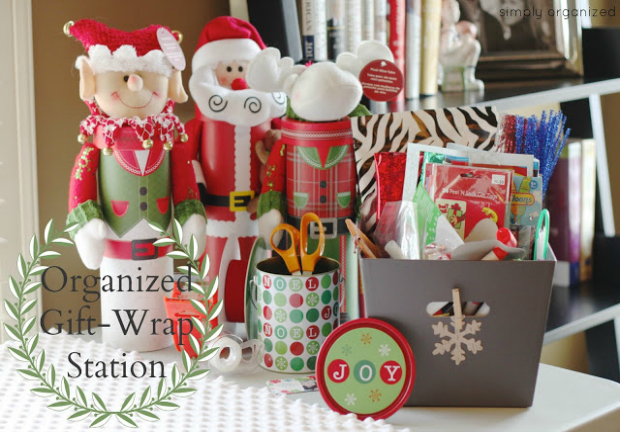 Gift Wrapping Station: 100 Days of Homemade Holiday Inspiration on HoosierHomemade.com