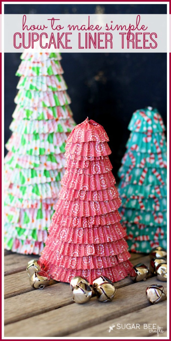 Create these fun little Christmas trees with cupcake liners! Visit our 100 Days of Homemade Holiday Inspiration for more recipes, decorating ideas, crafts, homemade gift ideas and much more!