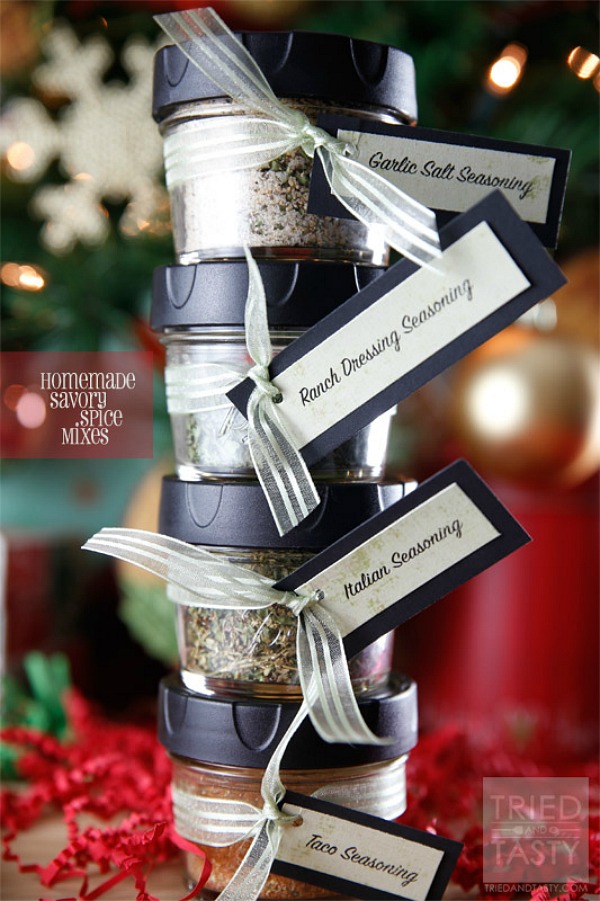 Whip up these Homemade Savory Spice Mixes for your favorite home cook for the holidays! Visit our 100 Days of Homemade Holiday Inspiration for more recipes, decorating ideas, crafts, homemade gift ideas and much more!