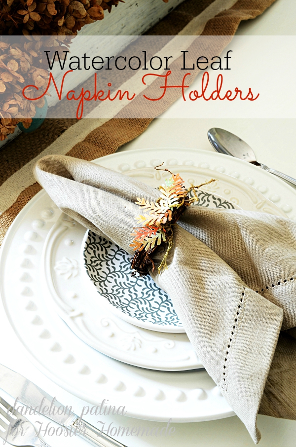 hoosier homemade DIY watercolor leaf napkin holder grapevine wreath