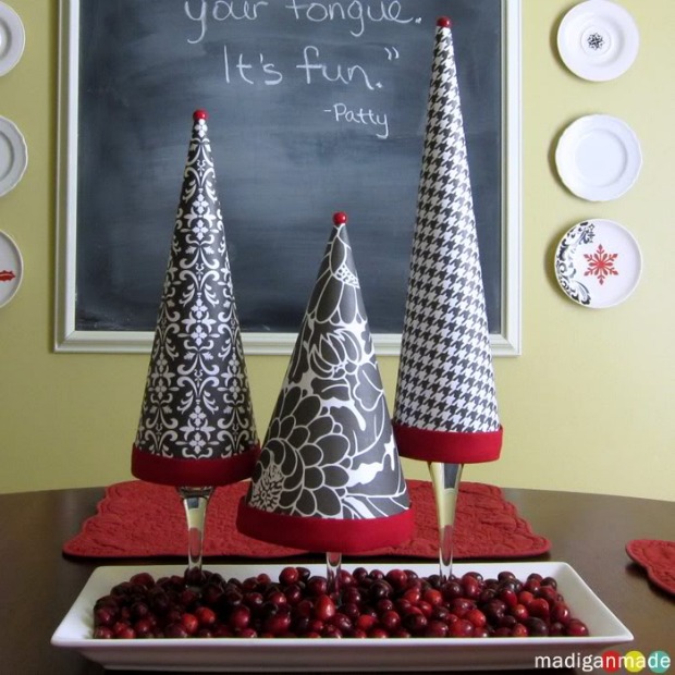 DIY Topiary Trees from Paper and Wine Glasses
