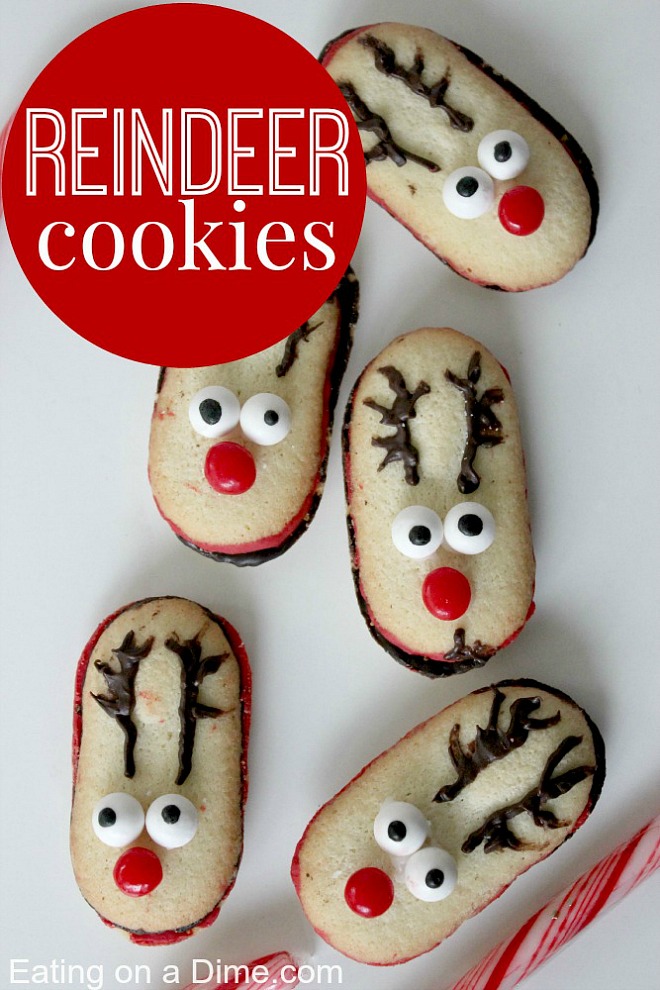 You are ONLY 3 ingredients away from these adorable and delicious Reindeer Cookies! Grab the kids! Visit our 100 Days of Homemade Holiday Inspiration for more recipes, decorating ideas, crafts, homemade gift ideas and much more!