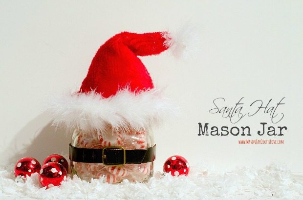 Santa Hat Mason Jar : 100 Days of Homemade Holiday Inspiration on HoosierHomemade.com