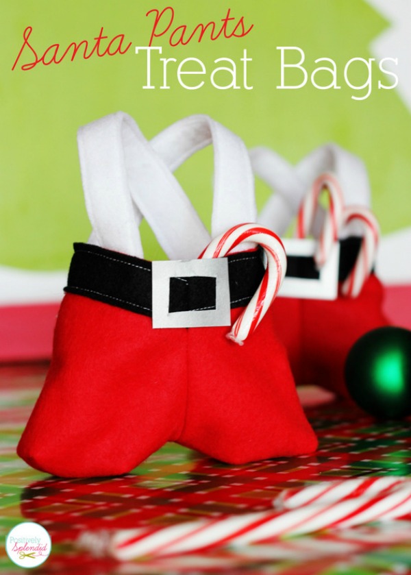 These darling Santa Pants Treat Bags make a great gift for neighbors, teachers, co-workers, and more! Visit our 100 Days of Homemade Holiday Inspiration for more recipes, decorating ideas, crafts, homemade gift ideas and much more!