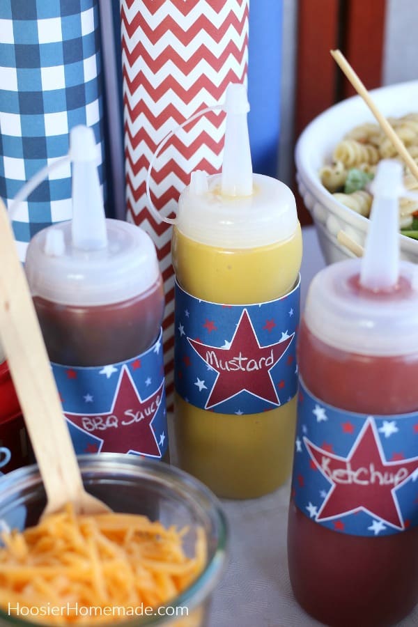 Condiments in plastic bottle