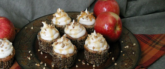 Apple Cupcakes with Cream Cheese Caramel Frosting