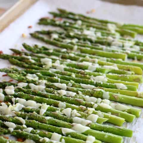 Baked Asparagus on cookie sheet