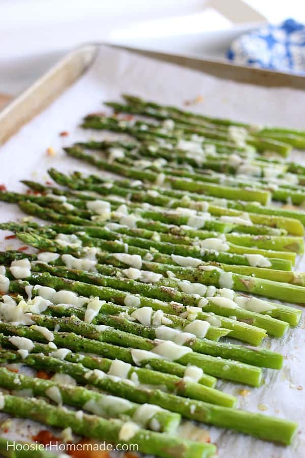 Baked Asparagus on cookie sheet