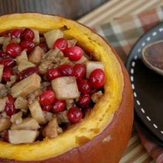 Baked Pumpkin with Apples, Cranberries and Walnuts