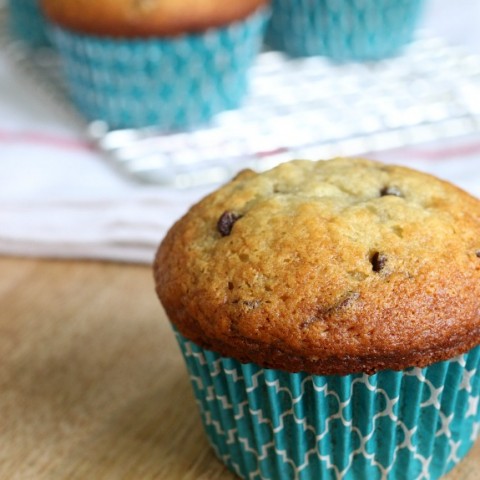 These simple and easy Banana Chocolate Chip Muffins are perfect for breakfast, snack, lunches, and more! Pss...they are good for you too! Pin to your Recipe Board!