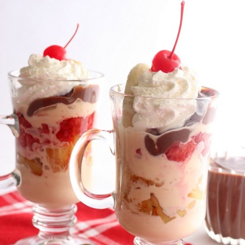 BANANA SPLIT SUNDAES - Who says your Banana Split can't be layered in a glass? These Banana Splits have a special ingredient - grilled fruit! Grilling the fruit takes the flavor to a whole new level!