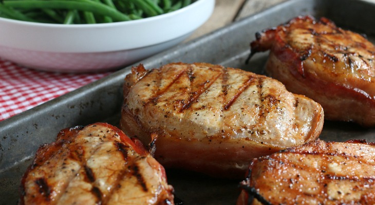 Grilled Barbecue Bacon Pork Chops