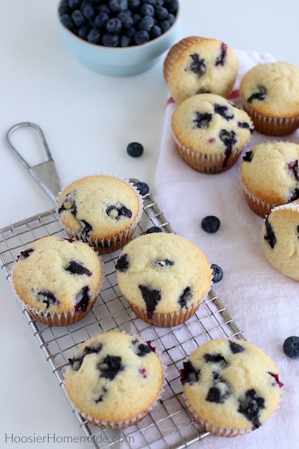 Blueberry Muffins on wire rack