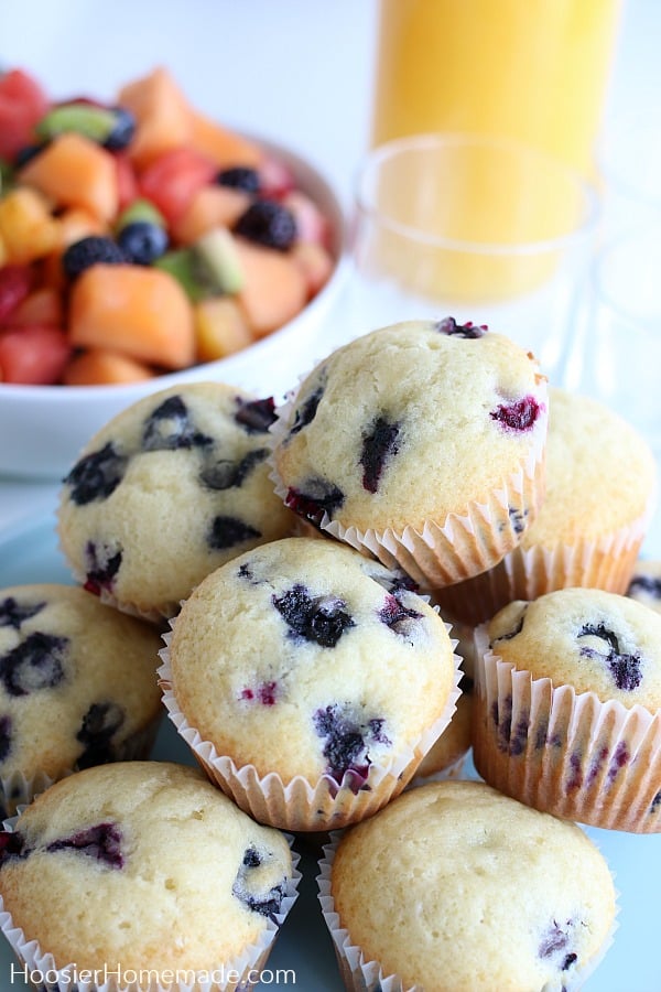 Blueberry Muffins with Fruit Salad