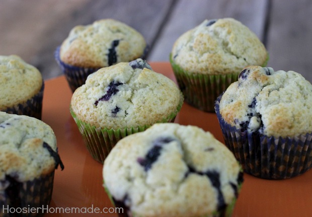 Light Blueberry Muffins | Recipe on HoosierHomemade.com