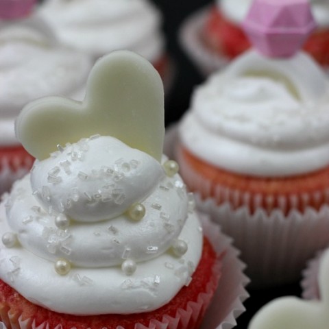 Strawberry Cupcakes with Marshmallow Frosting