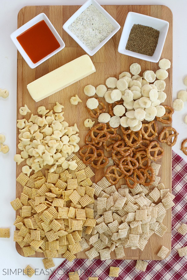 Ingredients for Buffalo Ranch Snack Mix