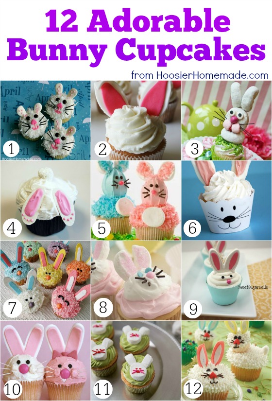 12 Adorable Bunny Cupcakes | on HoosierHomemade.com