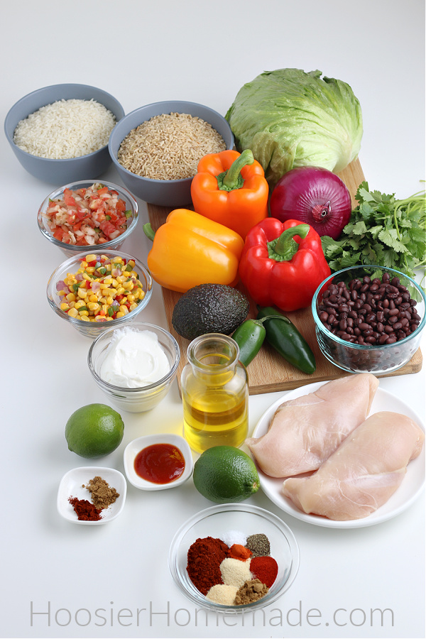 ingredients needed to make burrito bowl recipe with chicken