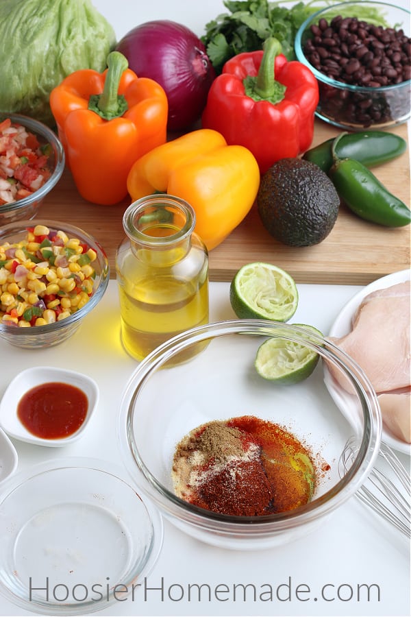 seasoning for chicken in clear glass bowl for burrito bowl recipe