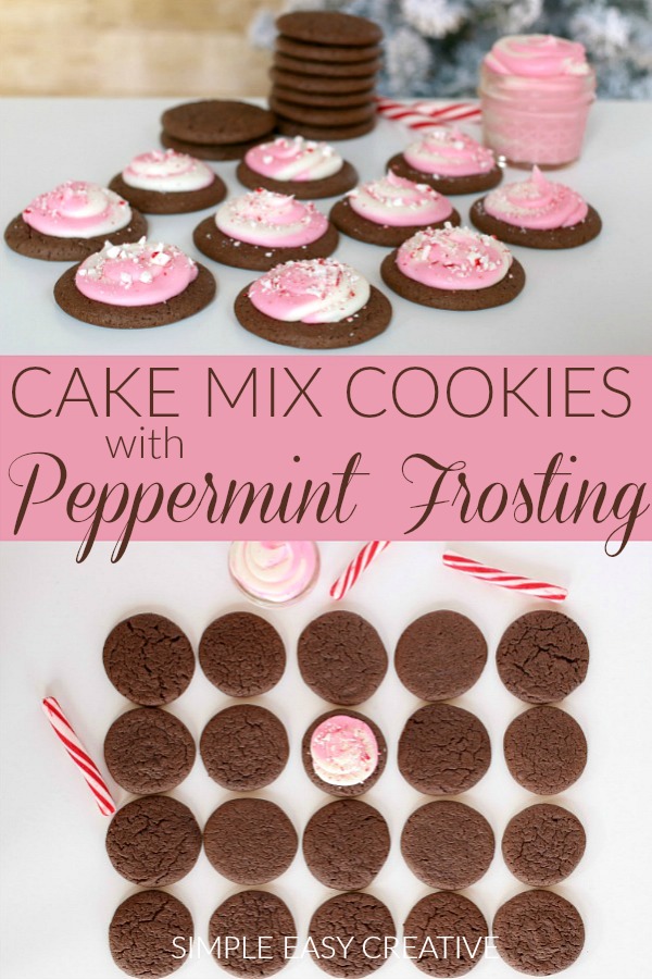 Cake Mix Cookies with Peppermint Frosting