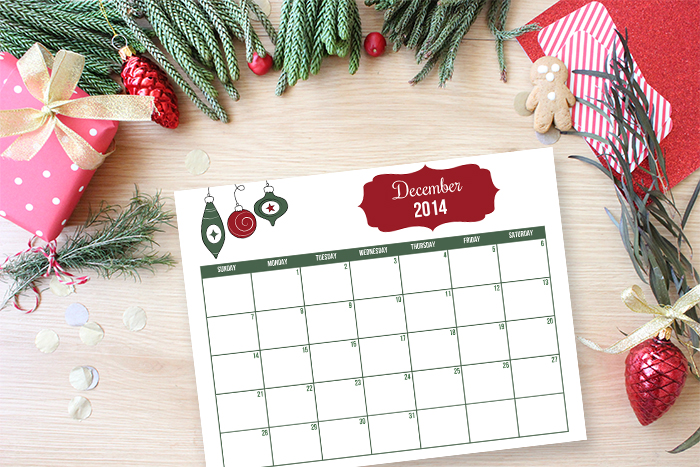 Printable December 2014 Calendar