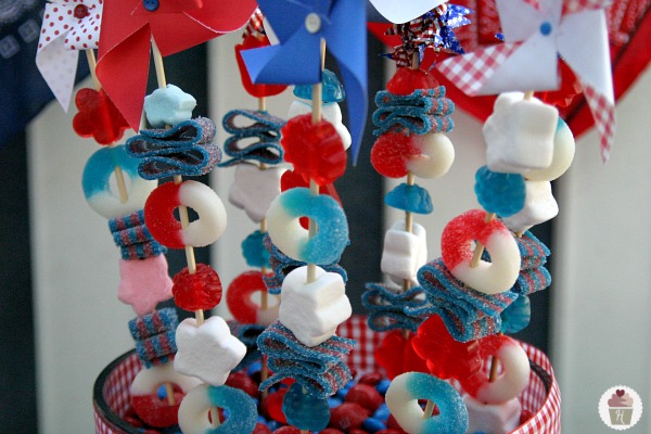 Patriotic Candy Skewers for Fourth of July