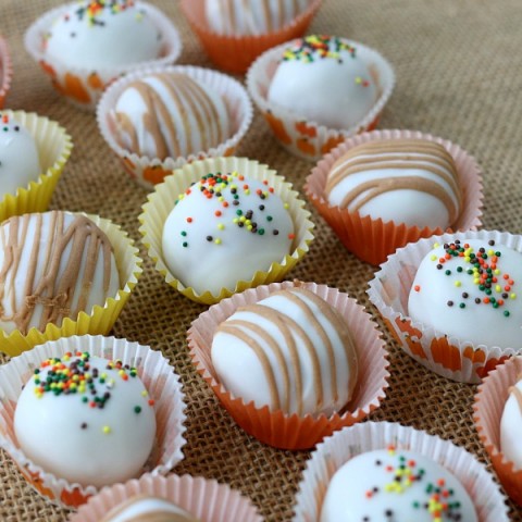 Caramel Apple Cookie Truffles for Fall in paper liners