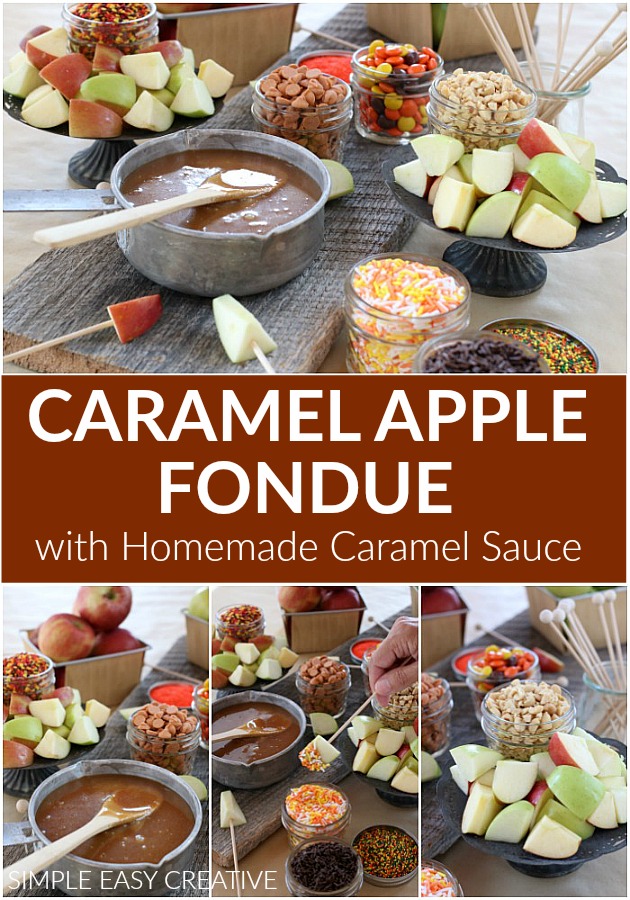 Caramel Apple Dipping station with homemade caramel sauce 