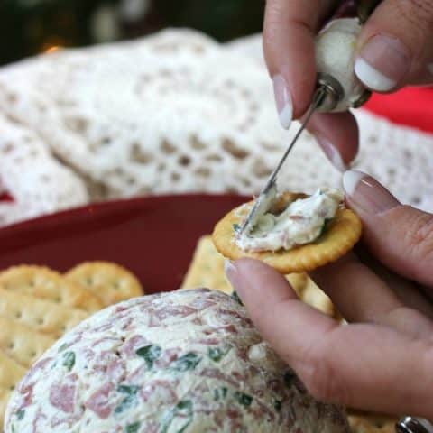 Ham Cheese Ball with Green Onions and Pecans!