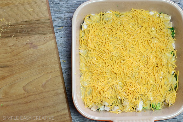 Shredded Cheese in Chicken Broccoli Casserole