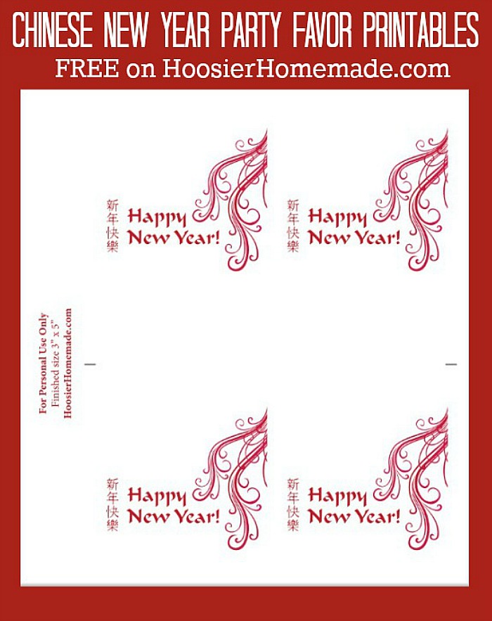 Printables for Chinese New Year Party Favors