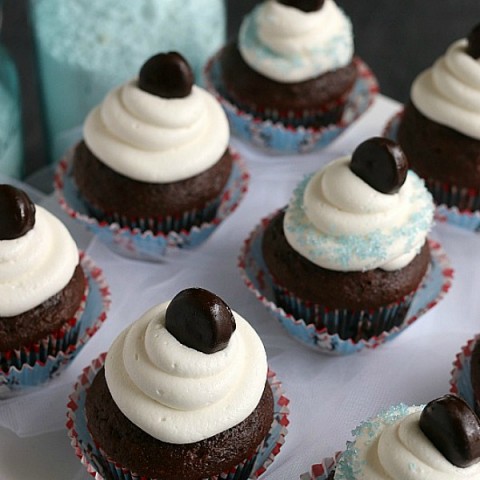 These Chocolate Peppermint Cupcakes are bursting with flavor! A simple chocolate cake mix is turned into a luscious holiday treat. And then if that's not enough, topped with Buttercream Peppermint Frosting.