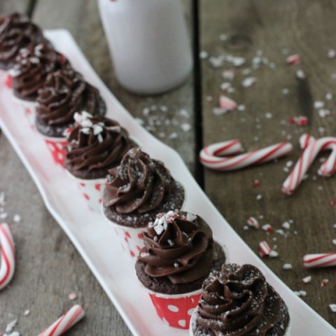 Mini Chocolate Peppermint Truffle Cupcakes