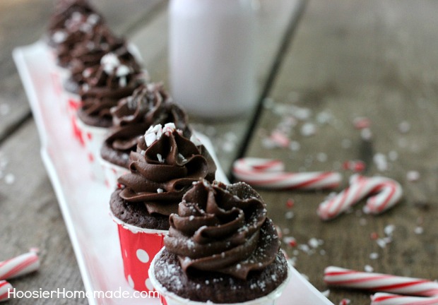 Mini Chocolate Peppermint Truffle Cupcakes