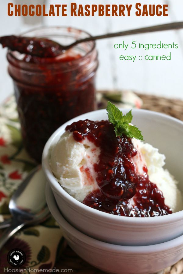 With only 5 ingredients, you can make your own Chocolate Raspberry Sauce. Delicious on Ice Cream, but also perfect for baking, filling cupcakes, over fruit and more! Click on the Photo for the Recipe and to learn more about Canning!