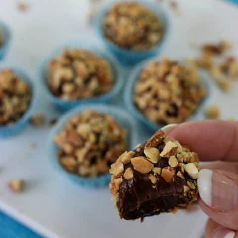 Chocolate Strawberry Truffles with bite out