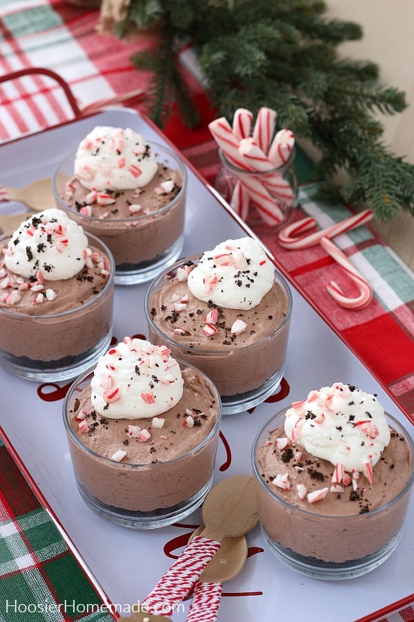 Mini Chocolate Trifle with Peppermint in bowls