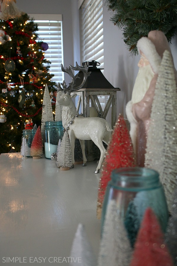 Mantel decorated for Christmas