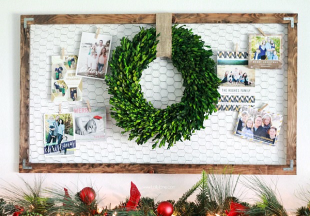 Use this cool Christmas Card Display during the holidays and clip photos to it during the year! Pin to your DIY Board!
