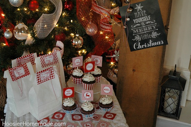 Printable Christmas Chalkboard Print + Christmas Cupcake Toppers