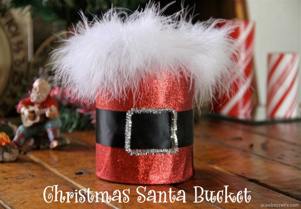 Make this cute Santa Bucket with just a few simple supplies! Perfect for your Christmas gift giving! Pin to your Christmas Board!
