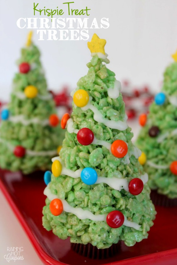 Krispie Treat Christmas Trees:Holiday Inspiration - Hoosier Homemade