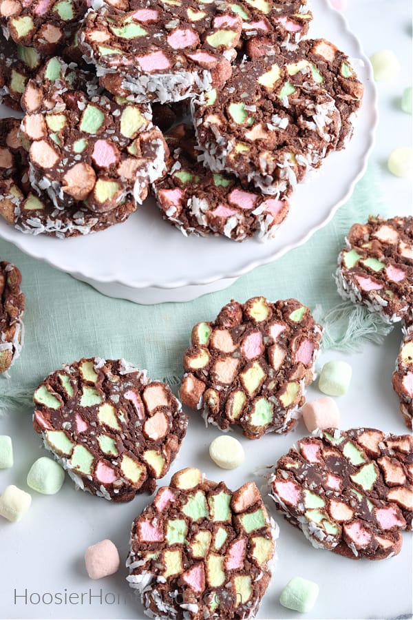 chocolate cookies with marshmallows and coconut