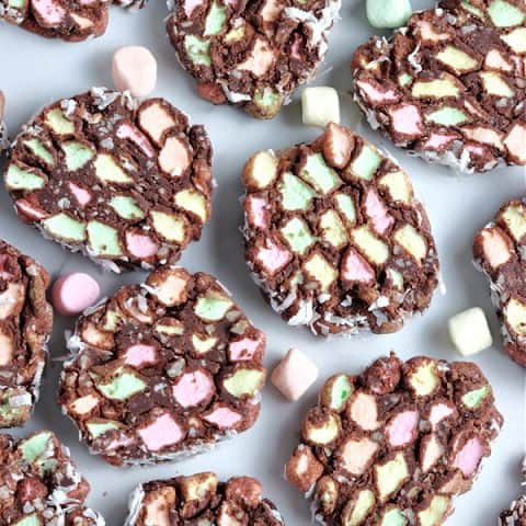 chocolate cookies with marshmallows and coconut