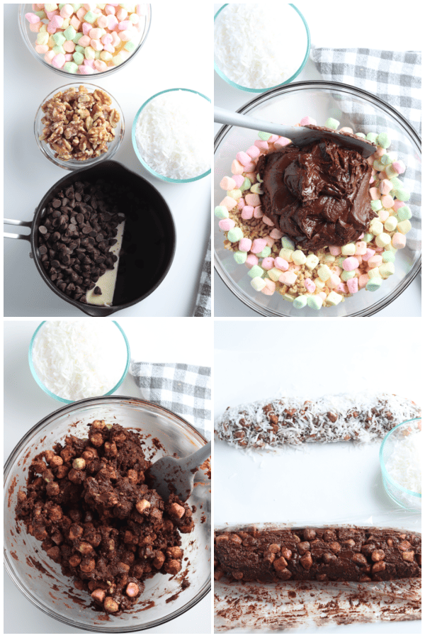 marshmallows and chocolate in glass bowl 