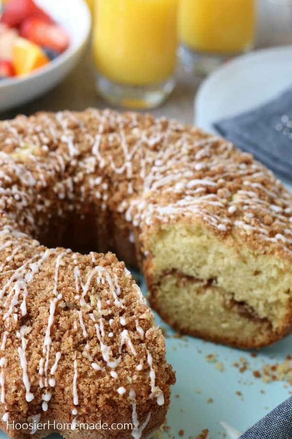 Coffee Cake Recipe on blue plate