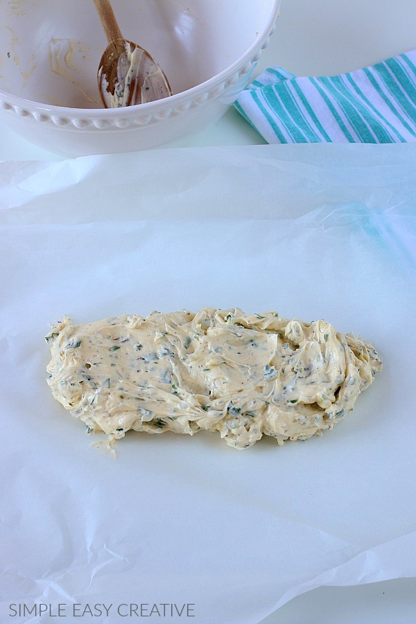 Compound Herb Butter on Parchment Paper