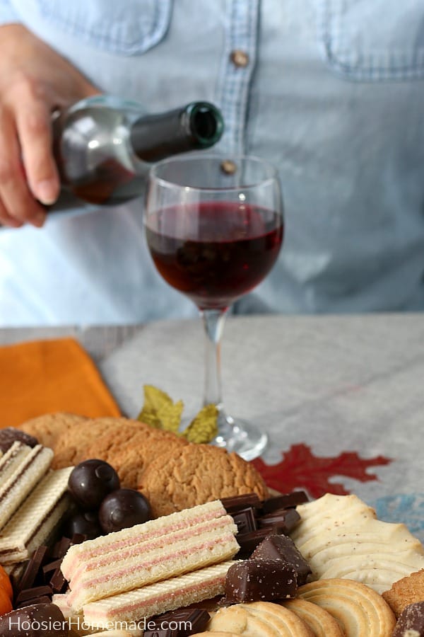 Wine with Cookie and Chocolate Board