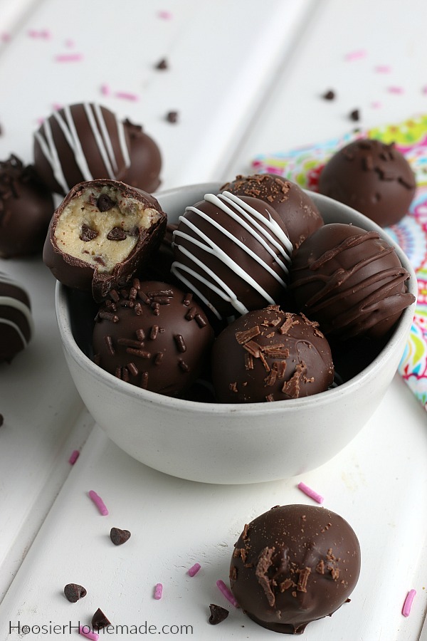 Cookie Dough Truffles in white bowl